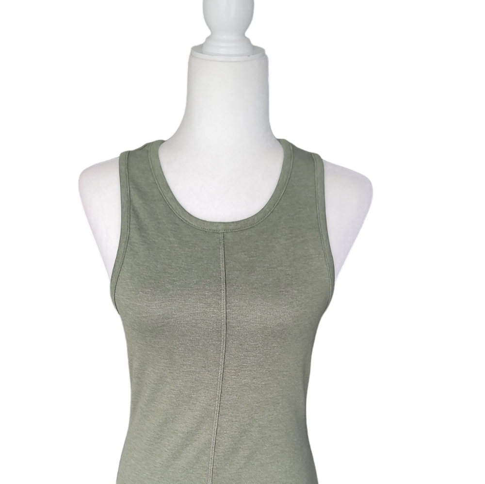 lunya NEW Restore Fitted Dress Size Medium Color Humble Green Heather - Picture 4 of 9